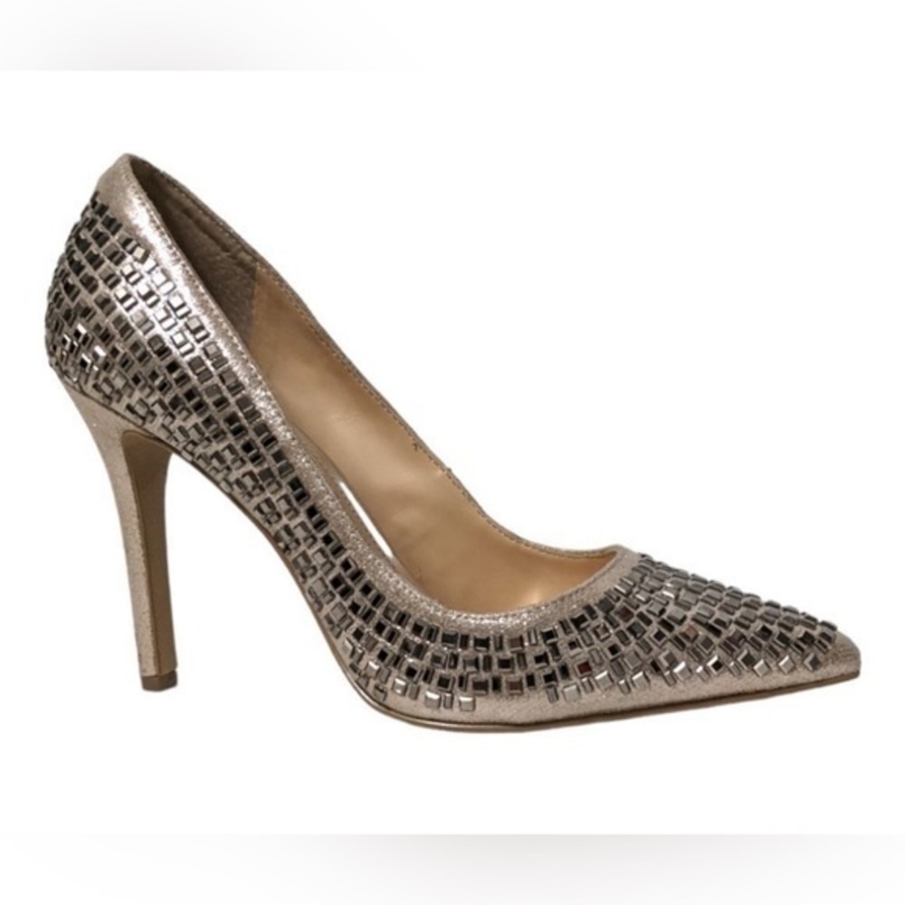 Jessica Simpson Claya Metal Pump Gold Pewter 8.5 - Picture 1 of 13
